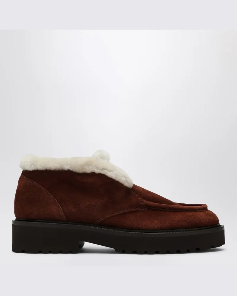 Doucal´s Slipper aus braunem Wildleder mit Fell Braun