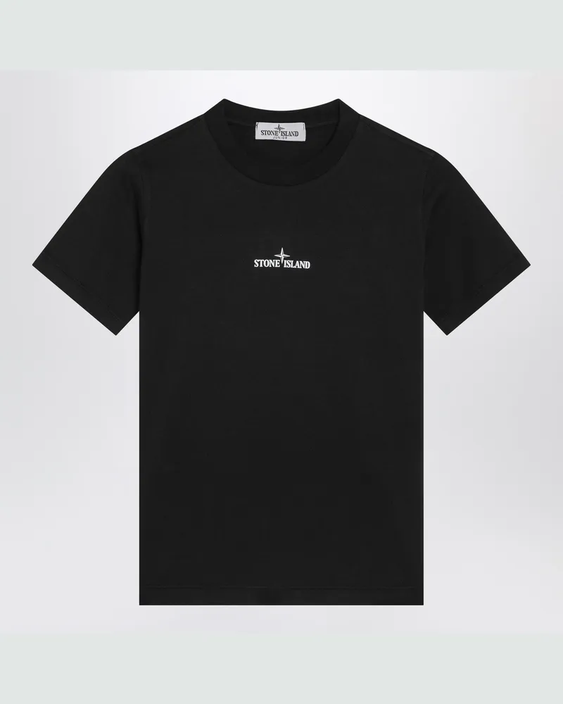 Stone Island Schwarzes T-Shirt mit Logo-Print Black