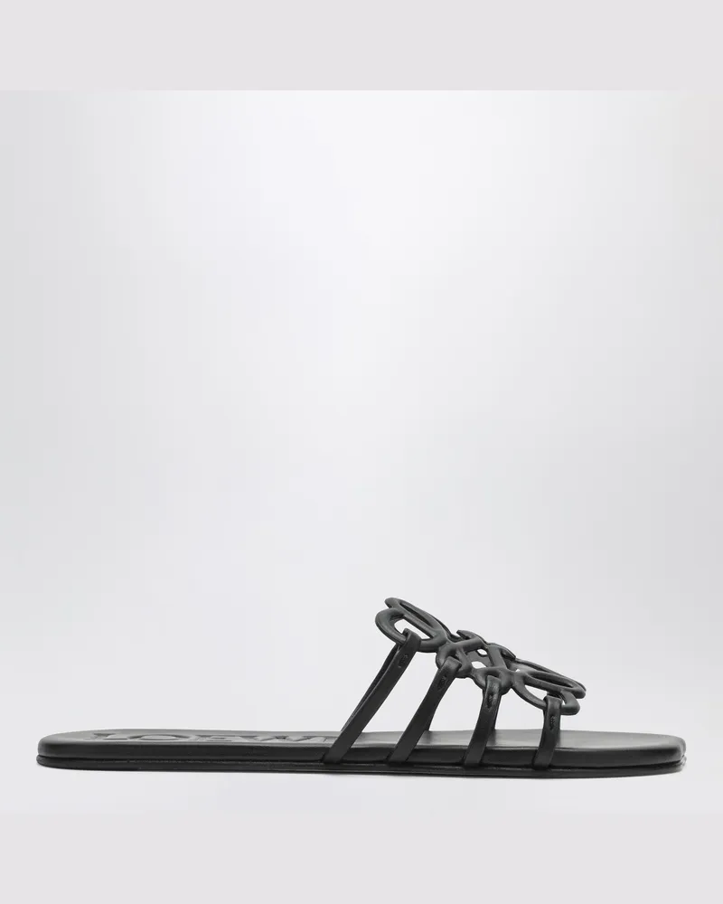 Loewe Slide Anagram Petal in Schwarz aus Leder 