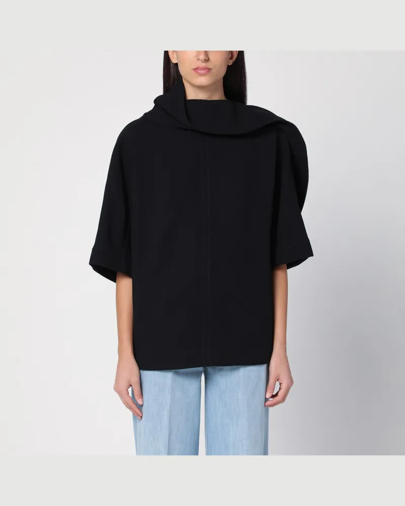 Bottega Veneta Schwarze Bluse aus Wollkrepp Schwarz