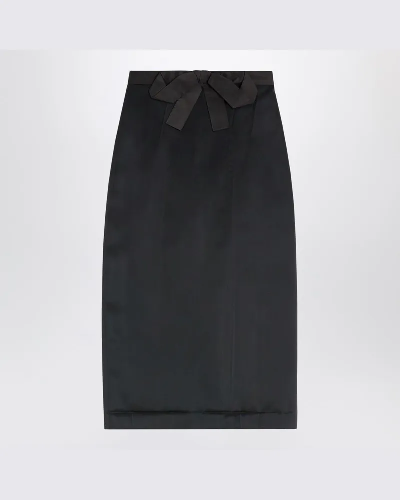 Valentino Garavani Midi Rock aus schwarzem Satin Schwarz