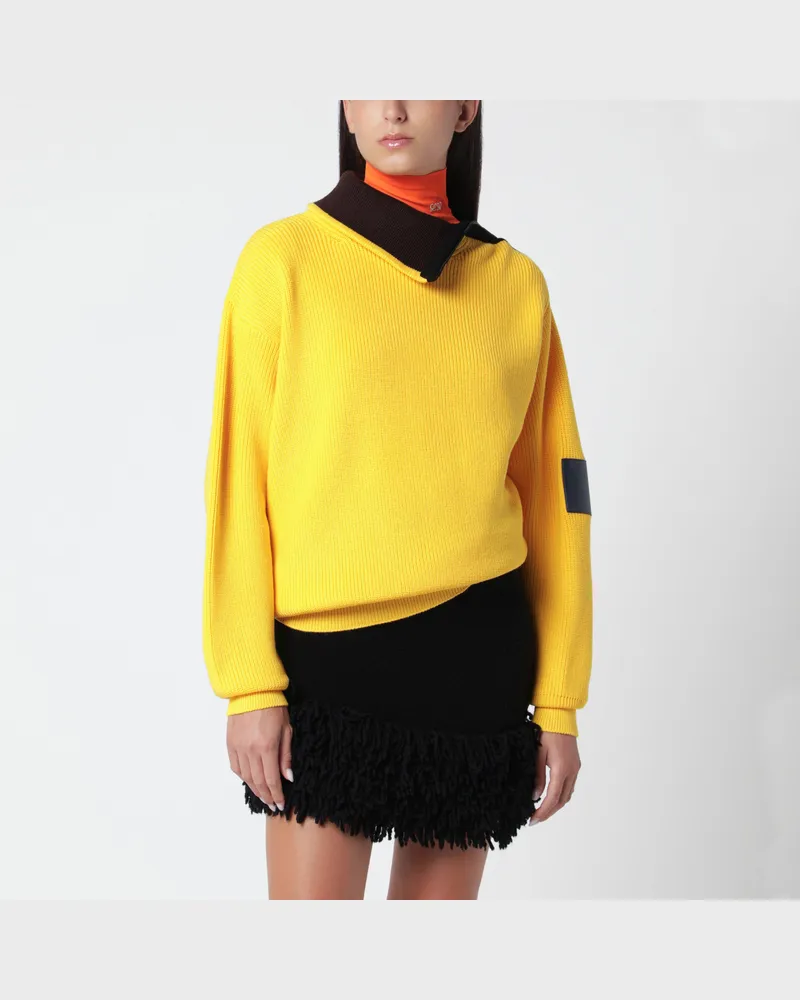 Loewe Gelber Wollpullover mit Reißverschlussdetail Yellow