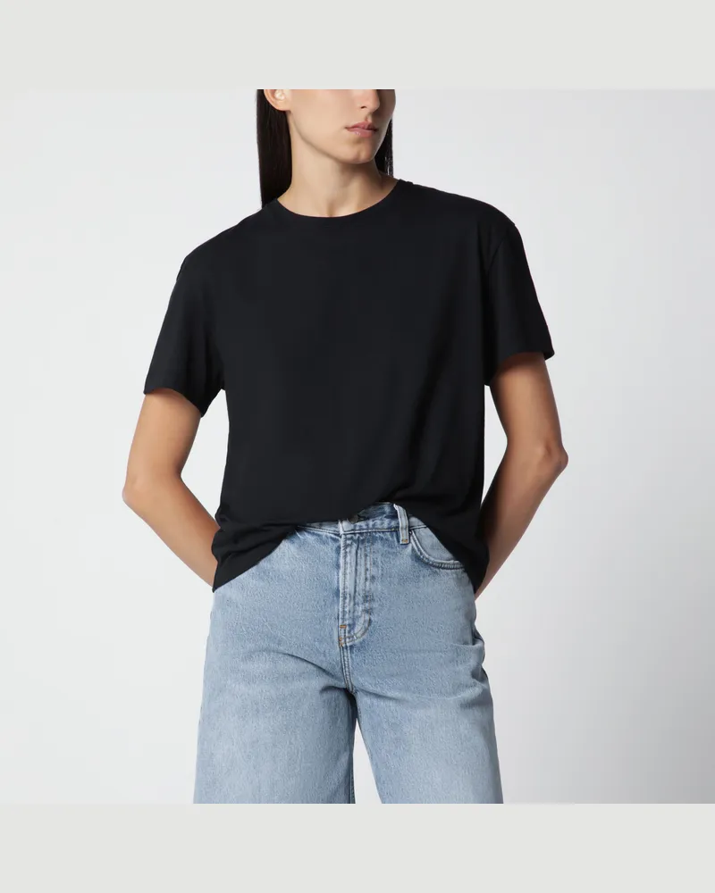 Totême Classic T-Shirt aus schwarzem Bio-Baumwolljersey Black