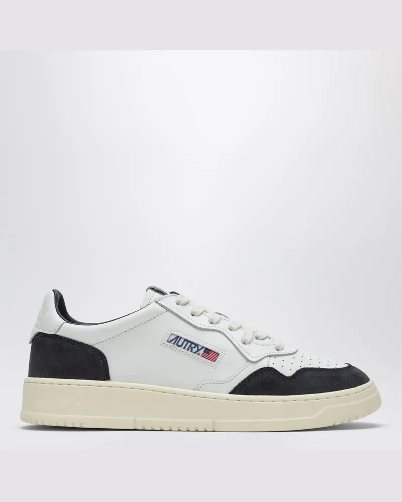AUTRY Medalist Low Sneakers aus weißem Leder und blauem Veloursleder Blue