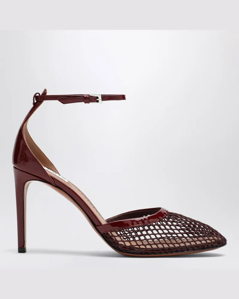 Alaïa Hohe dunkelrote Netzpumps Burgundy