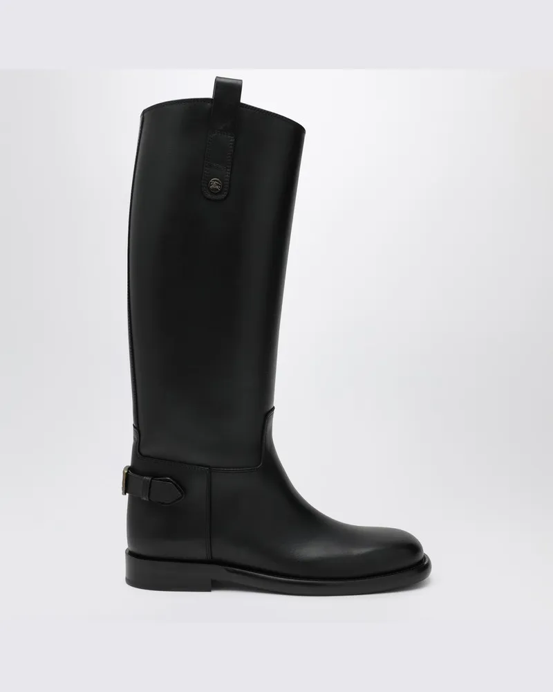 Burberry Schwarze Cavalier Stiefel aus Leder Schwarz