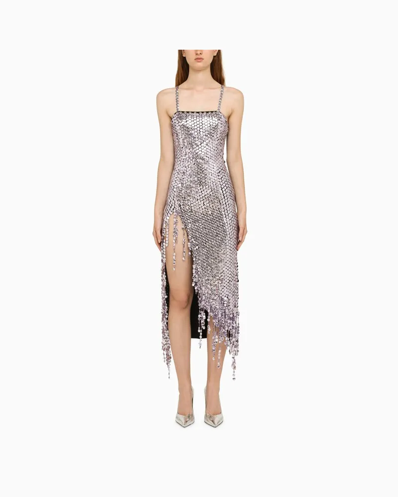 ATTICO Lavendelfarbenes asymmetrisches Kleid mit Strasssteinen Violett