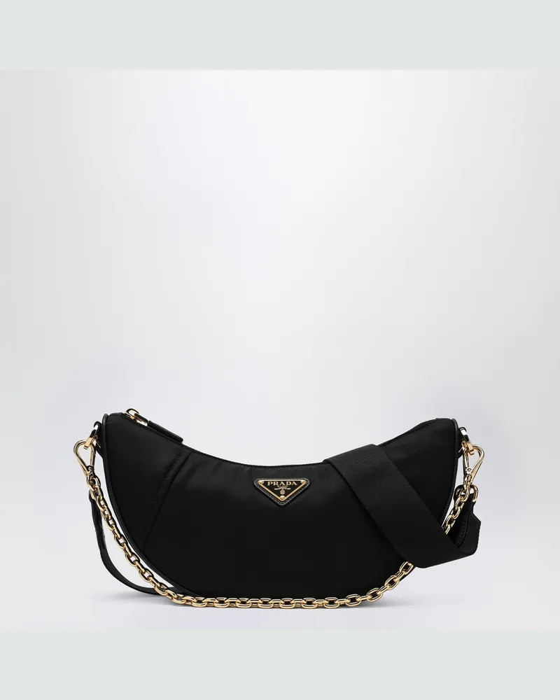 Prada Demi-Lune Schultertasche schwarz aus Re-Nylon 