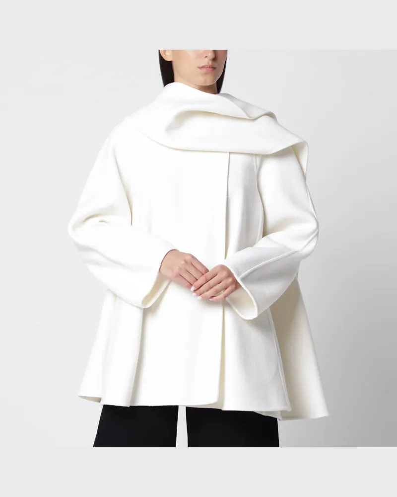 Alaïa Cremefarbener Wollmantel mit Schal White
