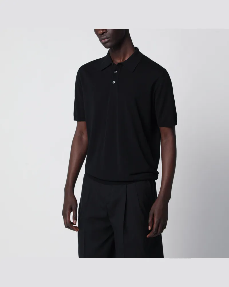 Roberto Collina Schwarzes Regular-Polo aus Baumwolle Black