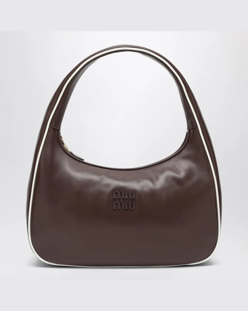 Miu Miu Braune/weiße Lederhandtasche Weiß