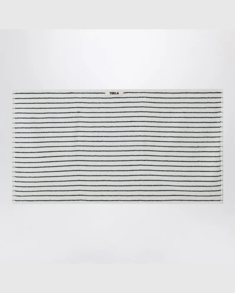 TEKLA Weißes gestreiftes Handtuch 50x90 Green