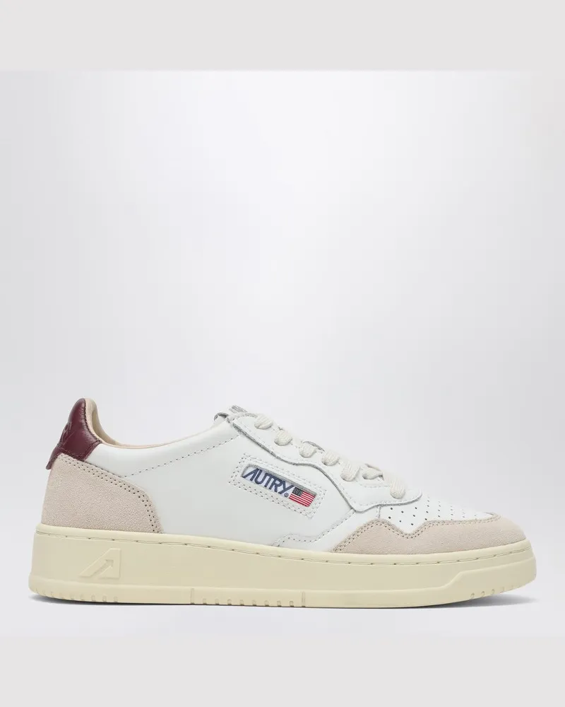 AUTRY Medalist Sneakers aus weißem/burgunderrotem Leder und Wildleder Weiß