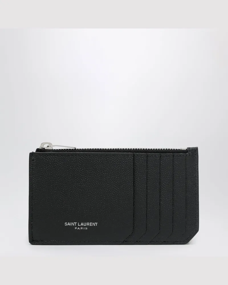 Saint Laurent Schwarzes Fragments-Kartenetui mit Reißverschluss Black