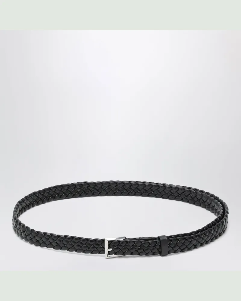 Bottega Veneta Schwarzer Solo Gürtel Aus Intrecciato Black