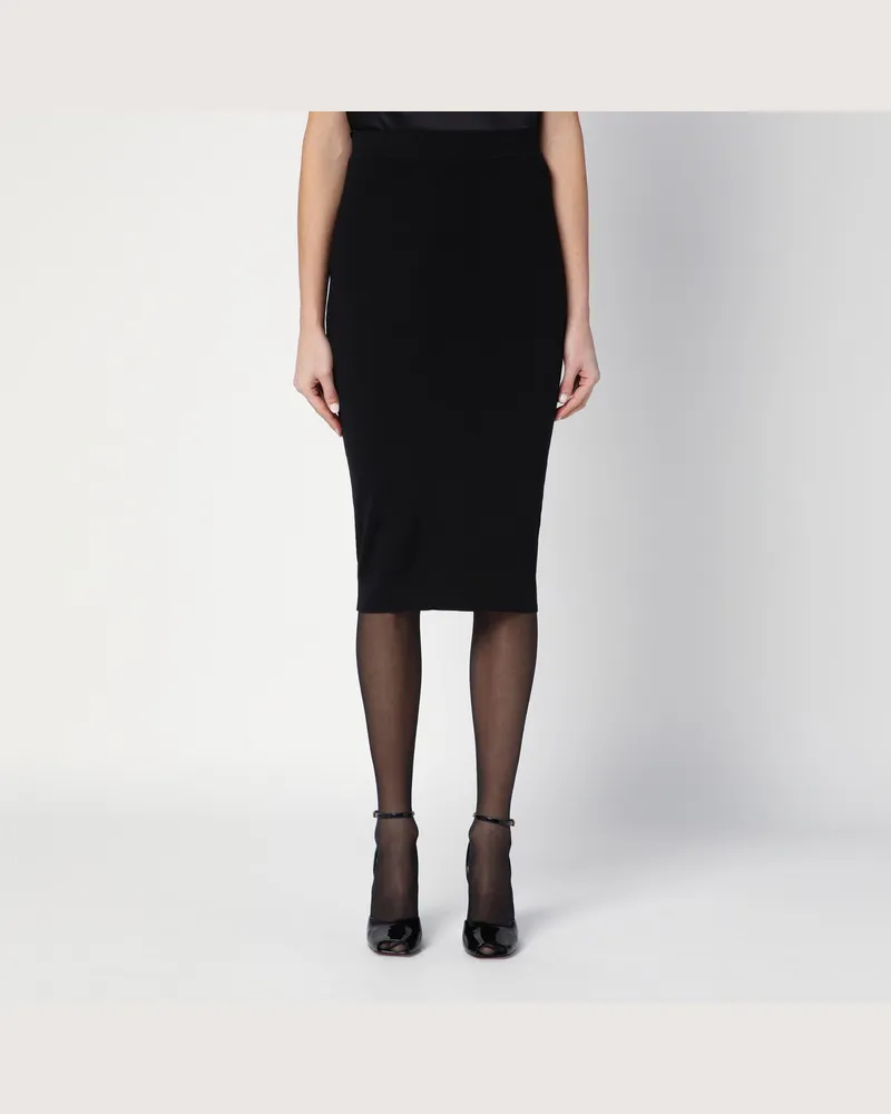 Saint Laurent Schwarzer Bleistiftrock aus Wolle Black