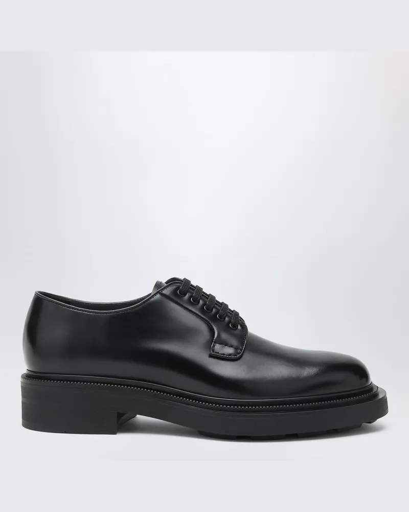 Prada Schnürschuhe schwarz aus poliertem Leder Schwarz