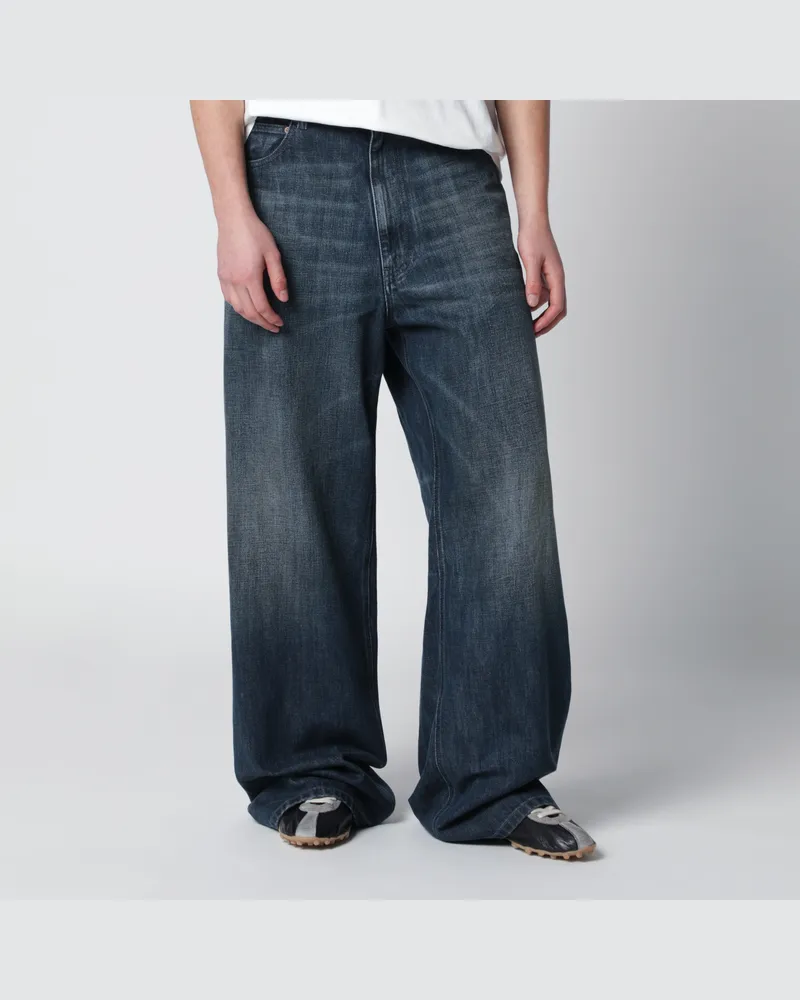 Maison Margiela Weite blaue Jeans aus gewaschenem Denim Blue