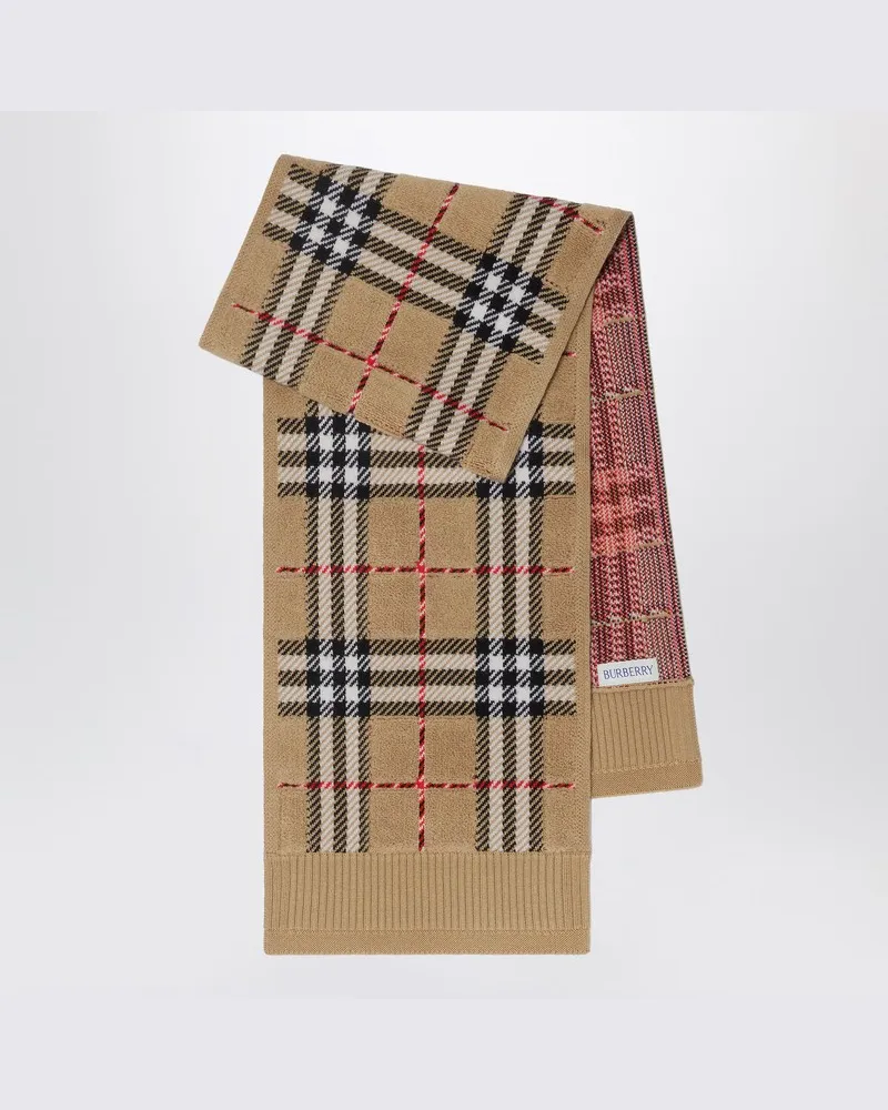 Burberry Schal in Sandfarbe mit Check-Muster Beige