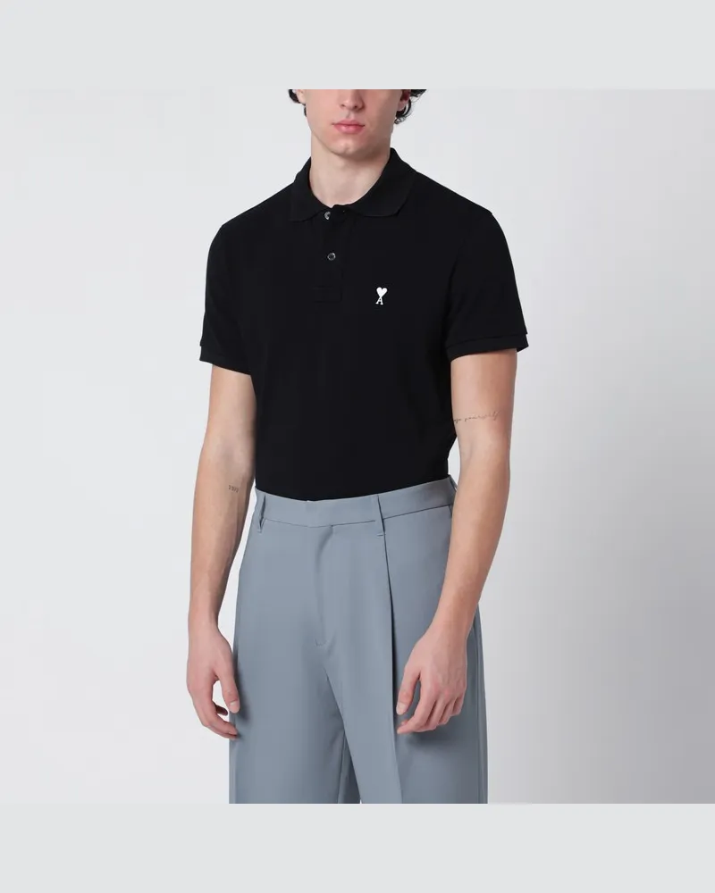 AMI Paris Schwarzes Ami De Coeur Poloshirt Schwarz