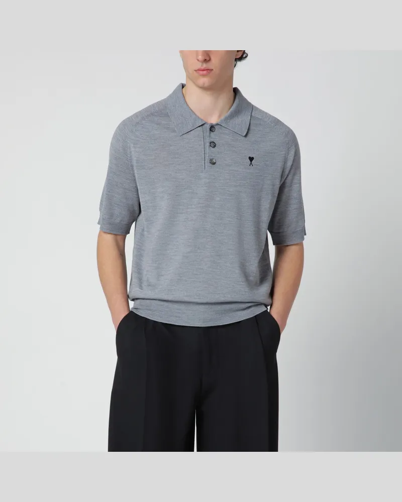 AMI Paris Graues Ami De Coeur Wollpolo Grey
