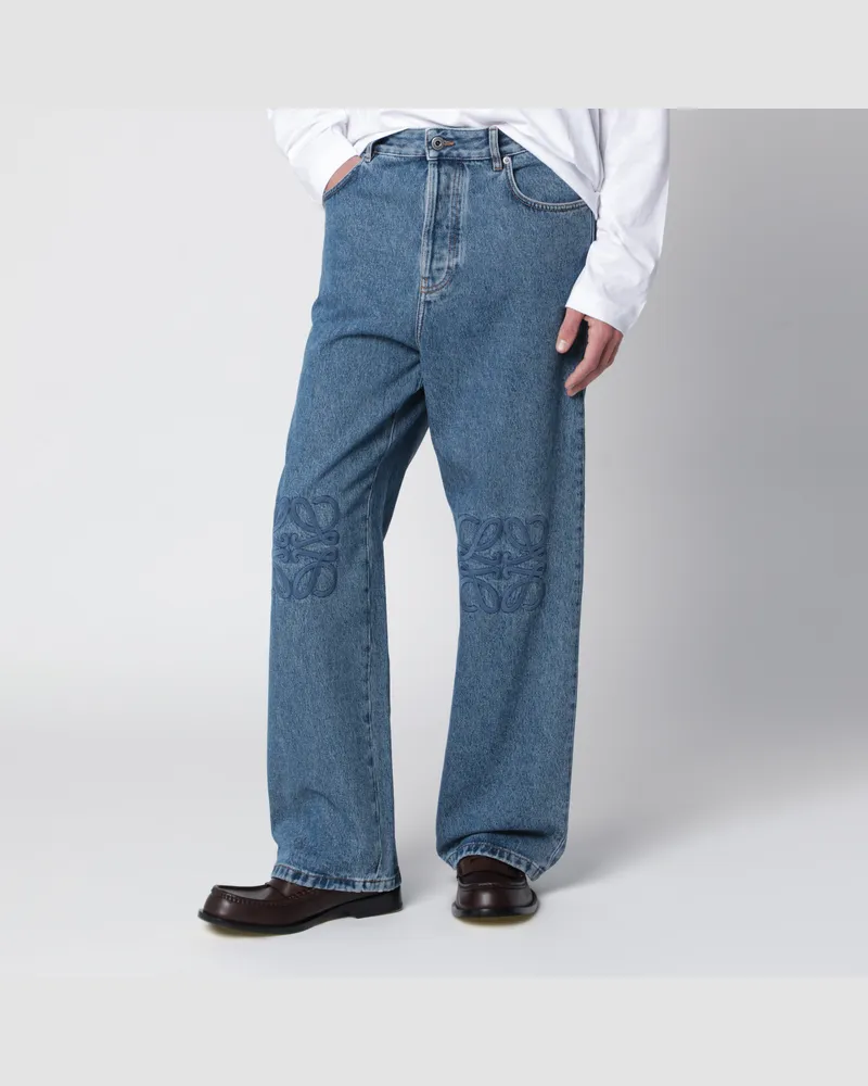 Loewe Baggy-Jeans Anagram in Blau aus Baumwoll-Denim Blue