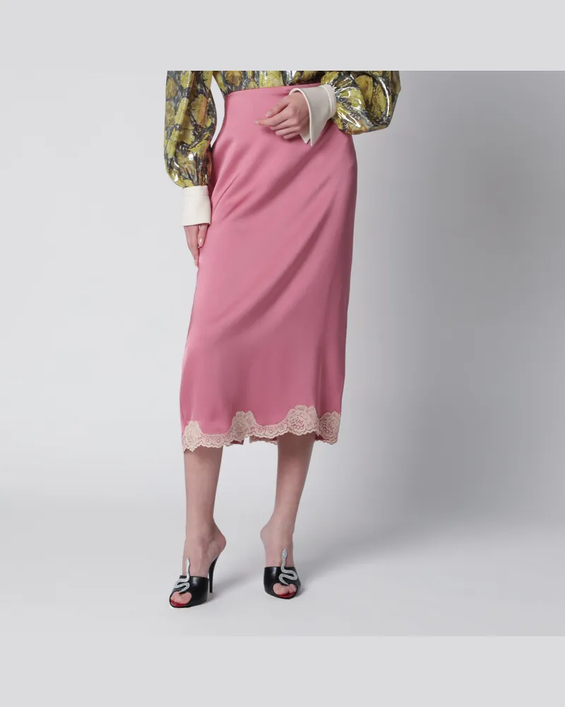 Valentino Garavani Rosa Midirock aus Cady mit Spitzendetails Pink