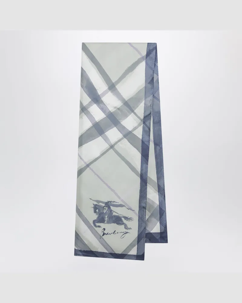 Burberry Großer Seidenschal mit Check im Aquarell-Look in Grün Green