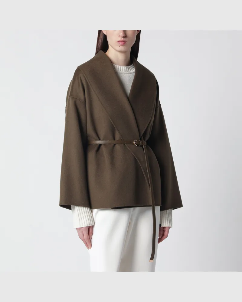 Max Mara Khakigrüner Wickelmantel 