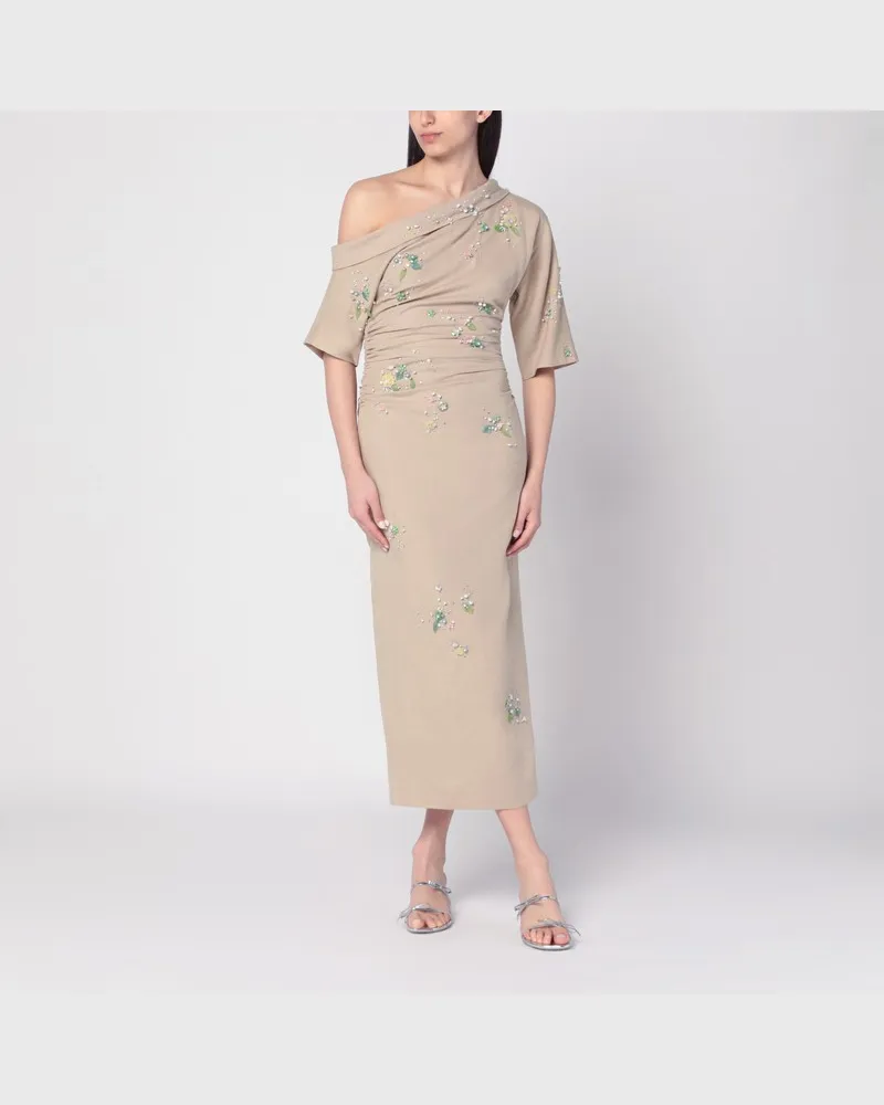 BERNADETTE Besticktes Bowery-Kleid in Beige Beige