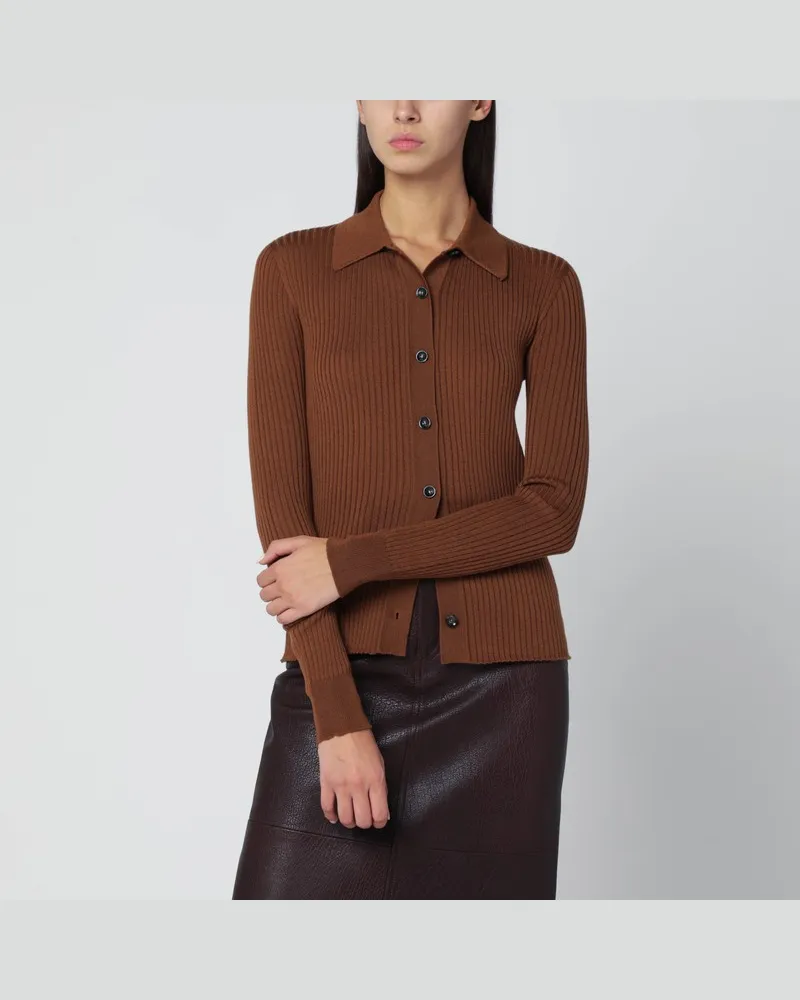 Roberto Collina Tabakfarbener Wollcardigan Braun