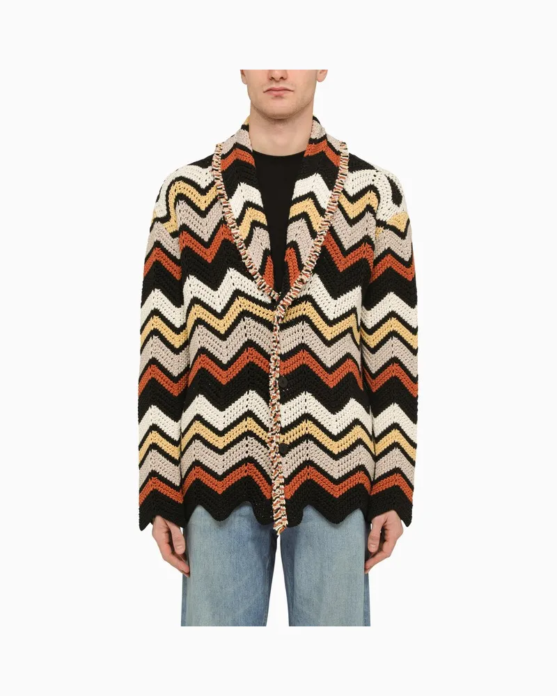 Alanui Mehrfarbige Häkel-Strickjacke mit Zick-Zack-Muster Mehrfarbig