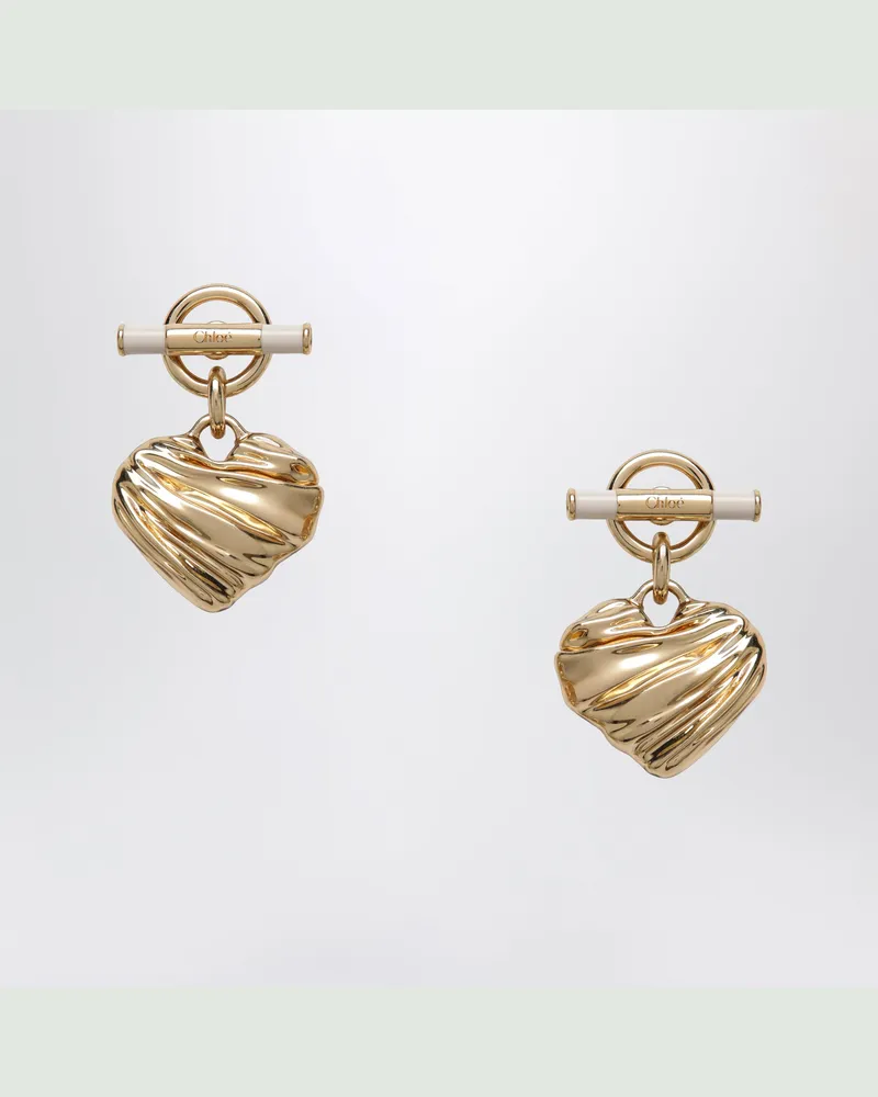 Chloé Herz-Ohrringe in Gold/Elfenbein Metal