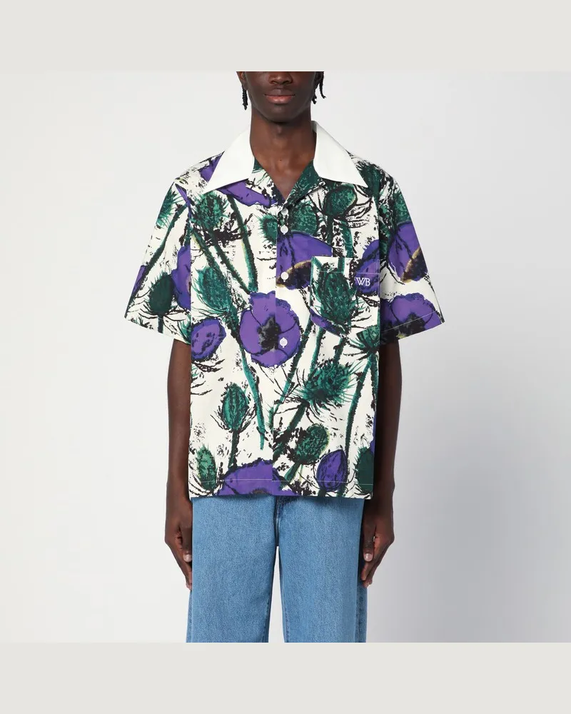 Wales Bonner Bowlinghemd Highlife mit violettem Print Violett