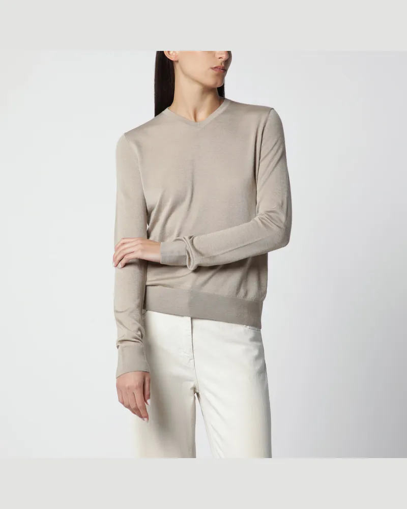 The Row Ondre Pullover aus Kaschmir und Seide in Taupe Beige