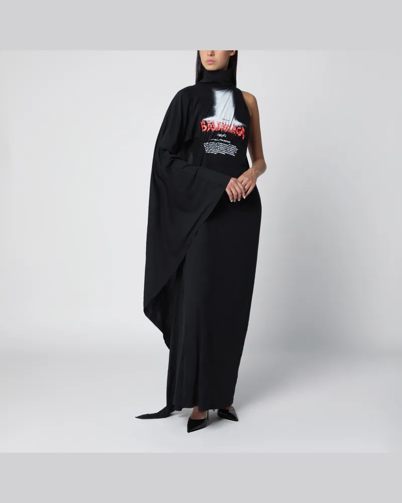 Balenciaga Langes The Door Drapé-Kleid aus Baumwolljersey, schwarz Black