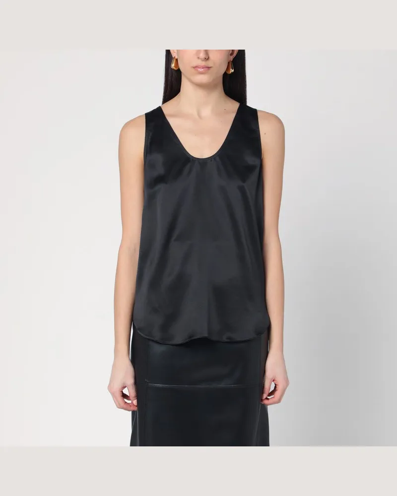 Max Mara Schwarzes Seidensatin-Top Schwarz