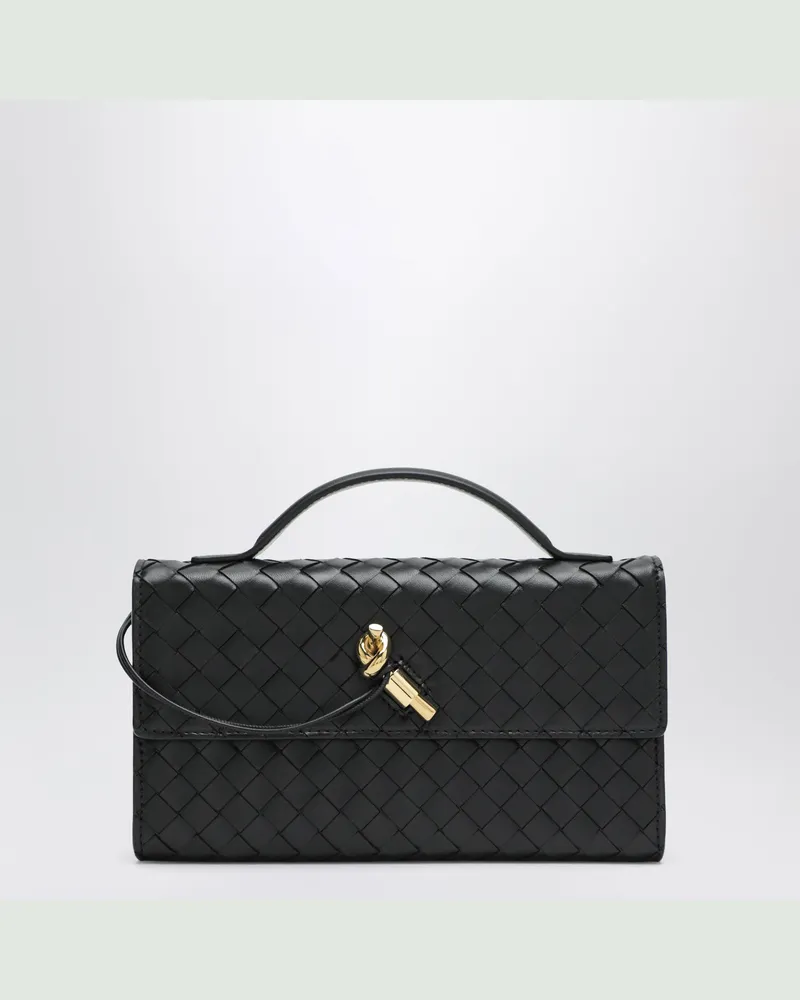 Bottega Veneta Andiamo 25 Clutch aus schwarzem Leder Black