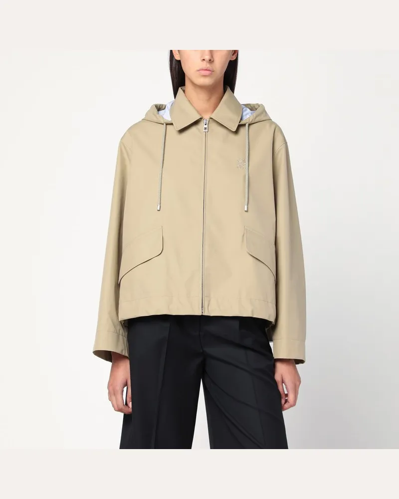 Loewe Beiger Parka mit Kapuze aus Baumwolle Beige