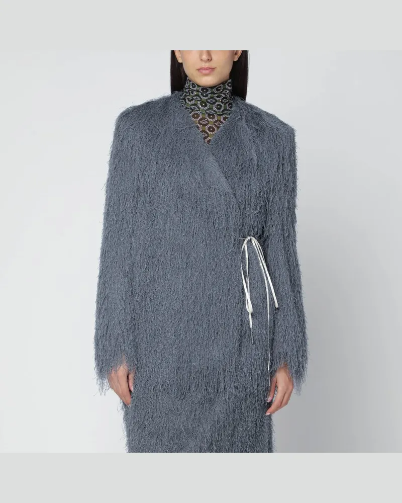 Dries van Noten Dunkelgraue Jacke mit Fransen Grau