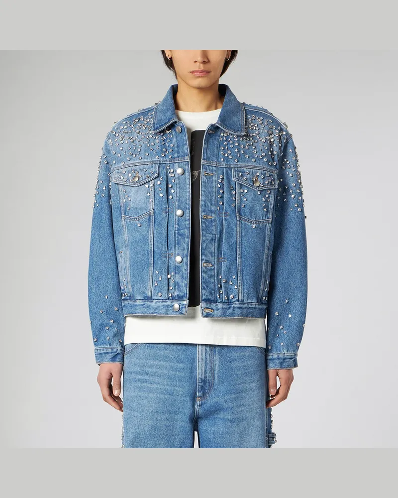 1989 STUDIO Truckerjacke aus blauem Denim Crystals Light