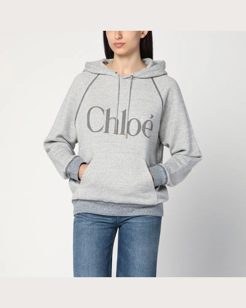 Chloé Grauer Kapuzenpullover mit Logo Grey