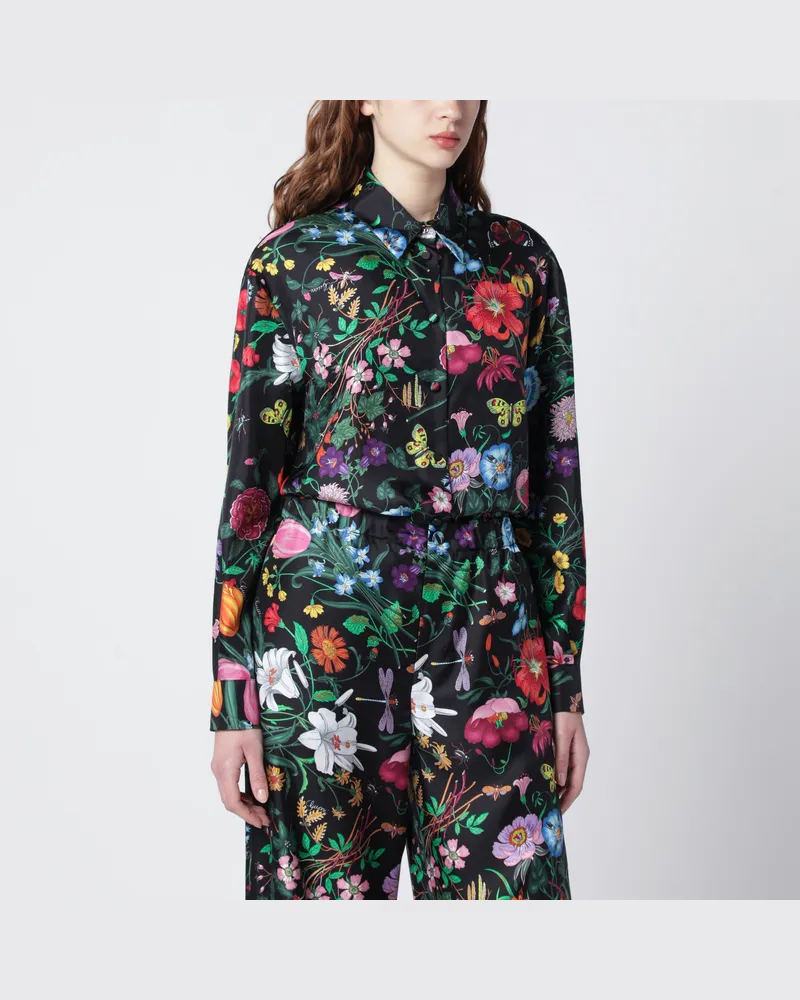 Gucci Seidentwill-Hemd Mit Flora-Print Multicolor