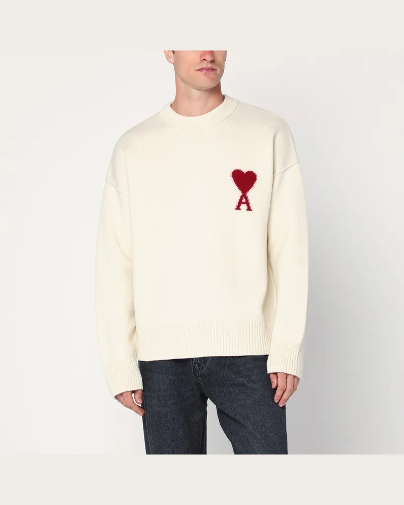 AMI Paris Weißer Ami De Coeur Pullover Weiß