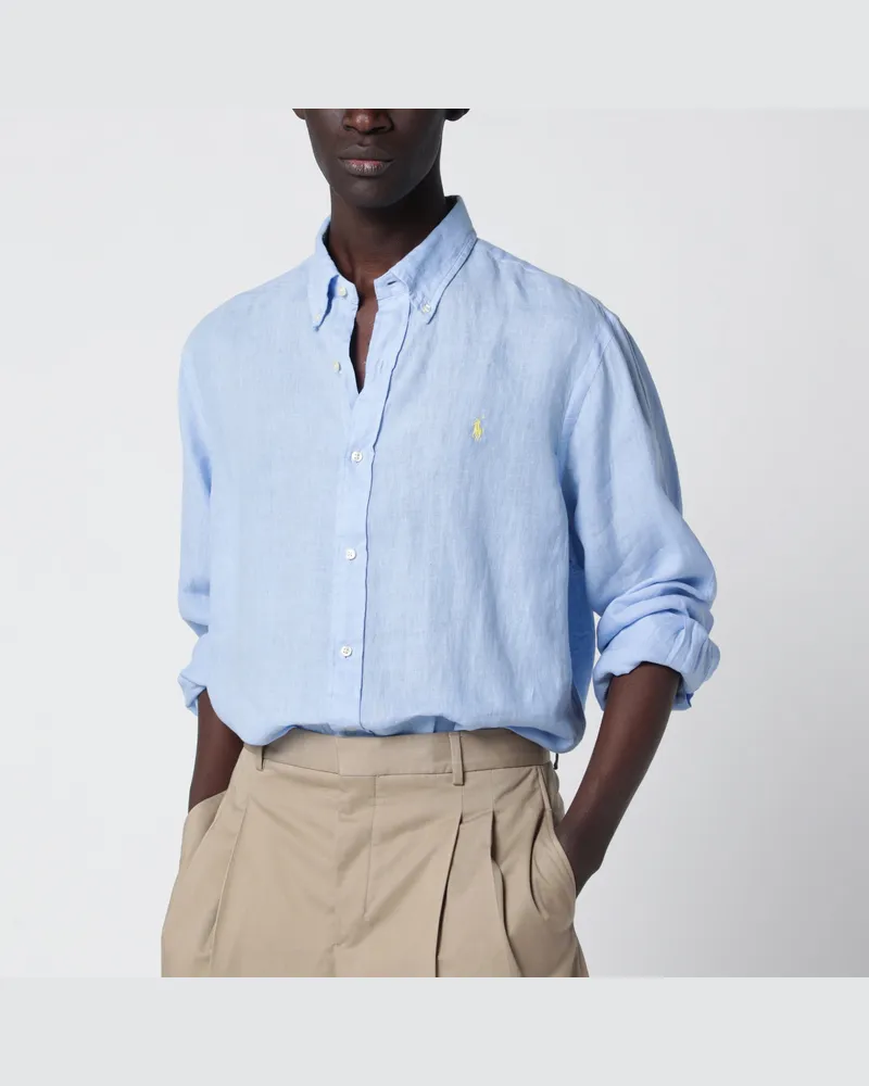 Ralph Lauren Hellblaues Button-Down-Hemd Aus Leinen Light