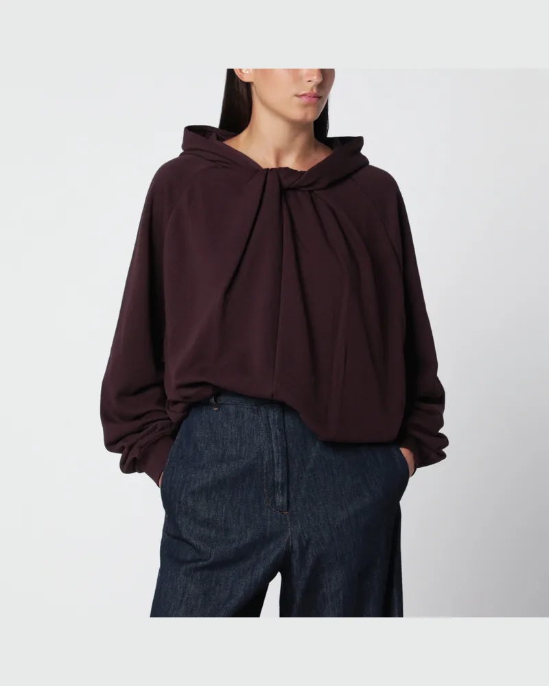 Dries van Noten Burgunderfarbener Baumwoll-Hoodie Burgundy