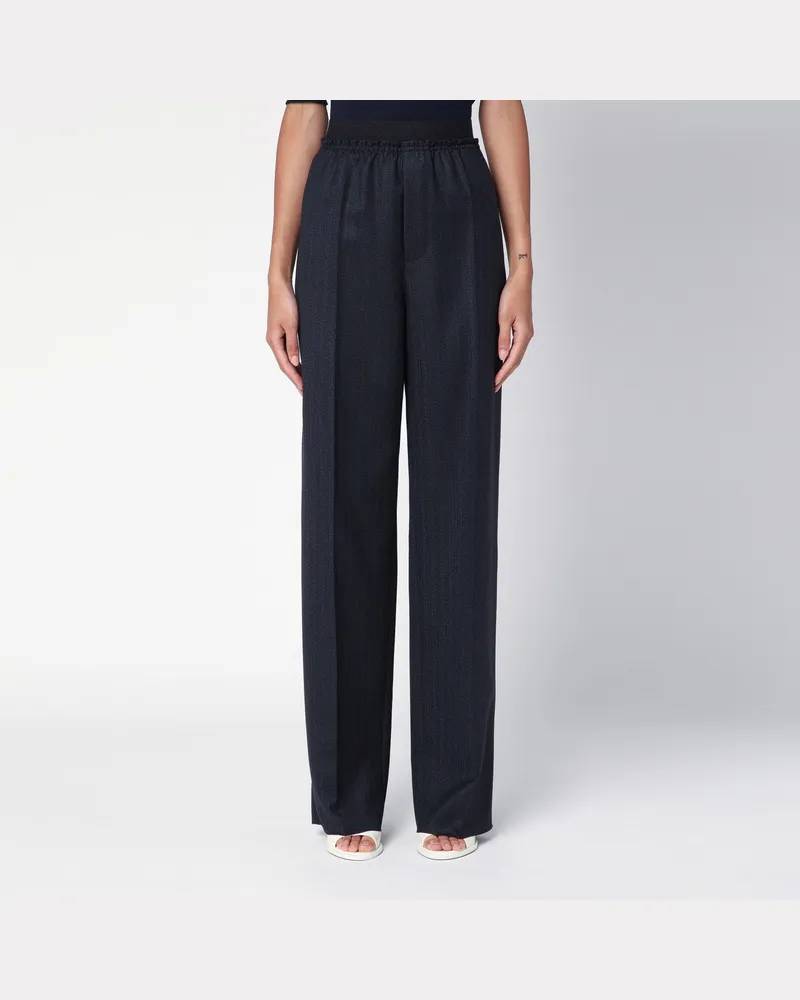 Bottega Veneta Gestreifte Hose aus Wolle schwarz/blau Black