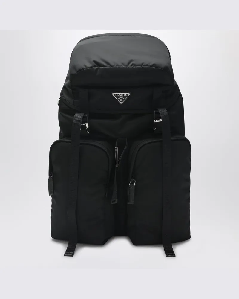 Prada Rucksack aus schwarzem Re-Nylon und Saffiano Schwarz