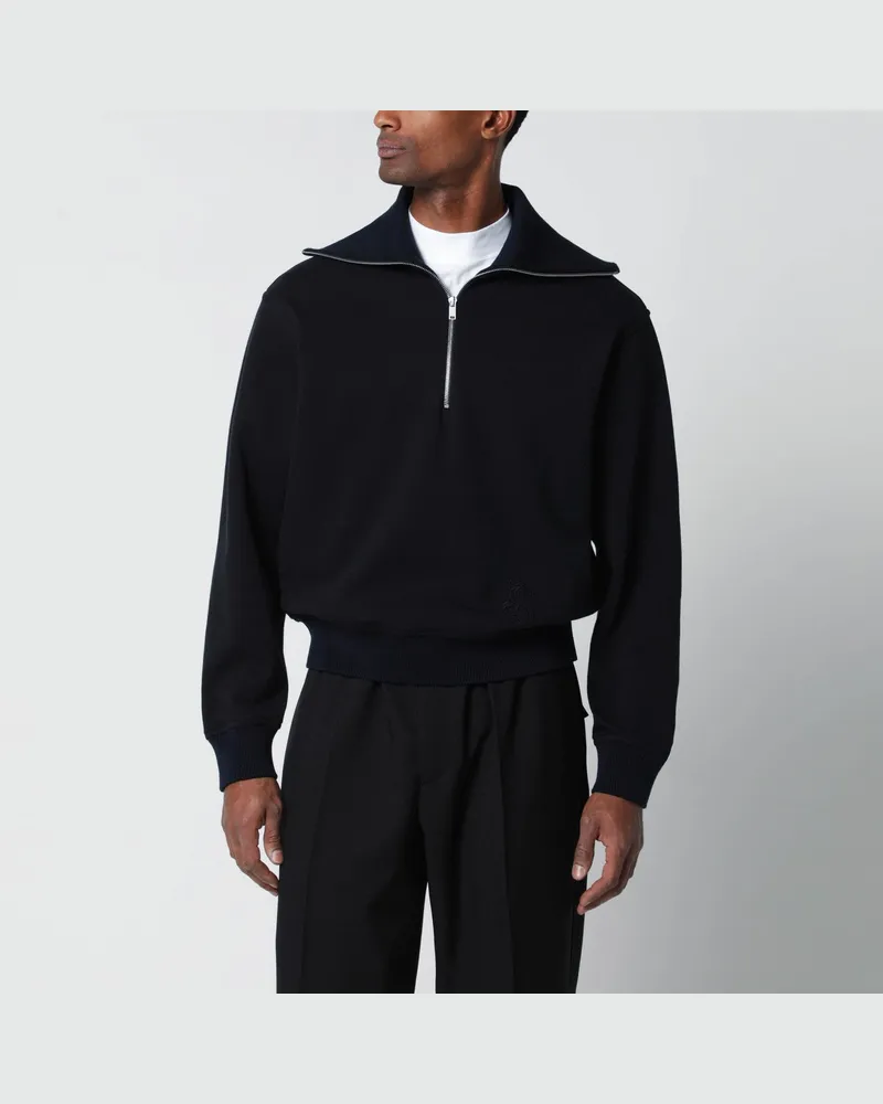 Jil Sander Navyblaues Sweatshirt mit halbem Reißverschluss Blue