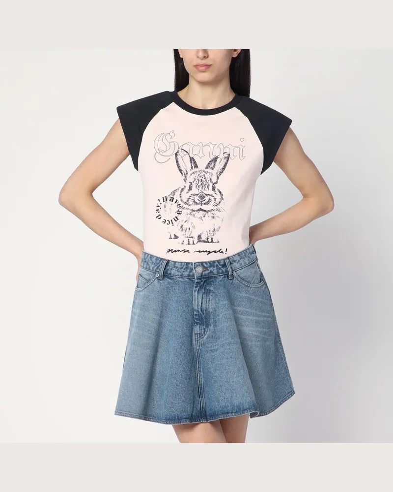 Ganni Rosa T-Shirt mit Logo-Druck Rosa